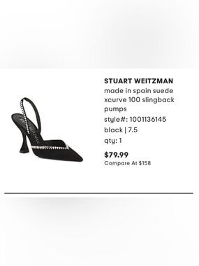 Stuart Weitzman Black Pointed-Toe Pump with Chain Detail